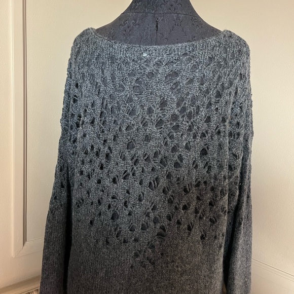 Eileen Fisher Open Weave Gray Wool & Mohair Sweater XL - Picture 2 of 3